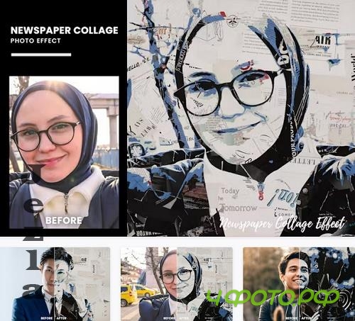 Newspaper Collage Photo Effect - V4K5PDG