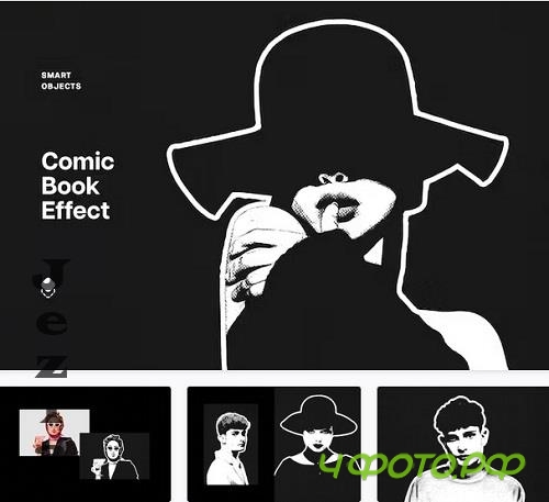 B&W Comic Book Photo Effect - 92006430 B&W Comic Book Photo Effect - 92006430