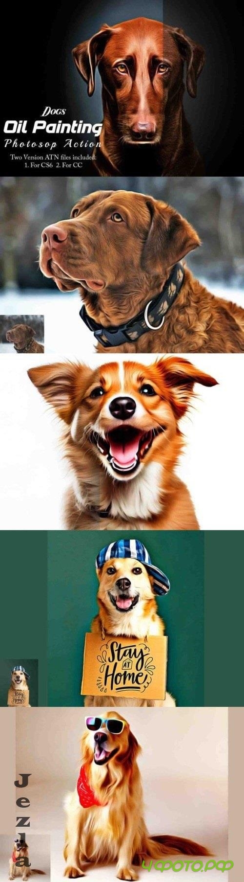 Dogs Oil Painting Photoshop Action - 92043134