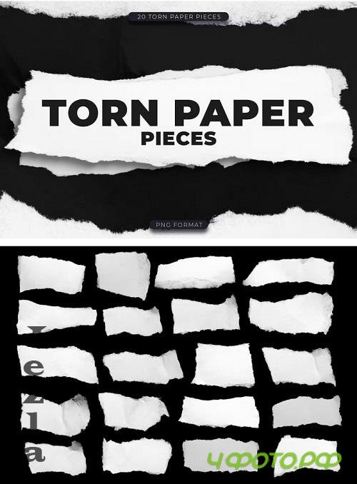 20 Torn Paper Pieces - JSYFRT2