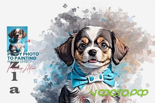 Puppy Photo to Painting Effect - 92063705