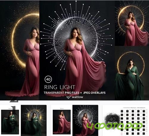 40 Shine Ring light frames maternity PNG overlays - HLHQCDX