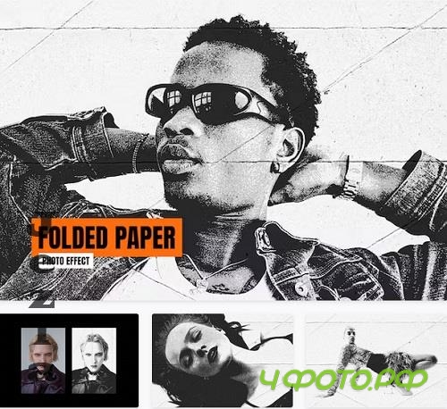 Black & White Folded Paper Photo Effect - U7ZDDXS Black & White Folded Paper Photo Effect - U7ZDDXS
