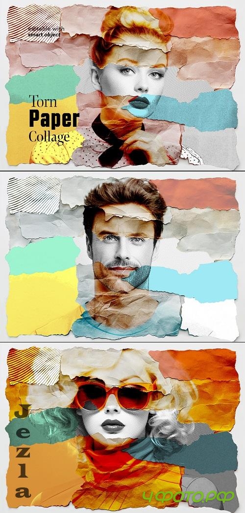 Torn Paper Collage Effect - 729262960 Torn Paper Collage Effect - 729262960