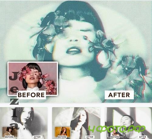 Halftone Black And White Photo Effect - 7H97ZFS