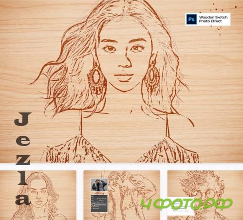 Wooden Sketch Photo Effect - 8D4U24T