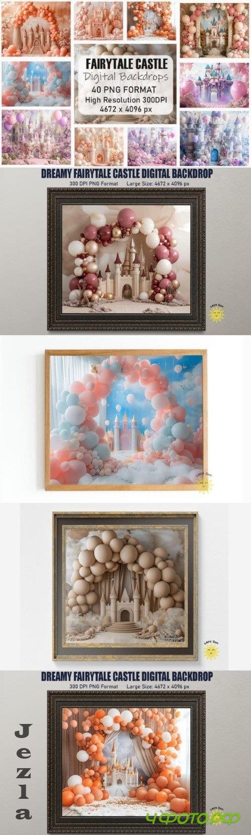 Dreamy Fairytale Castle Digital Backdrop Bundle