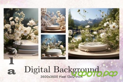 Floral Podium Display Mockup Overlays - 94090271