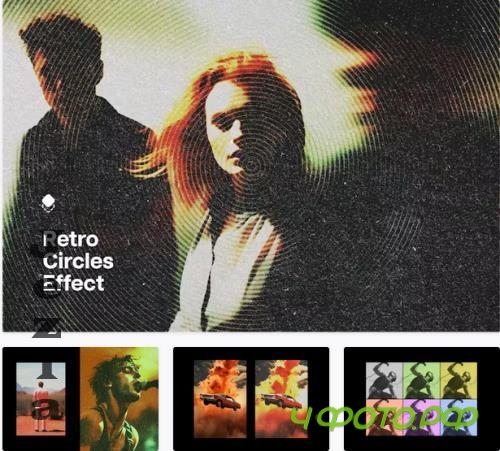 Retro Halftone Circles Photo Effect - 94594848