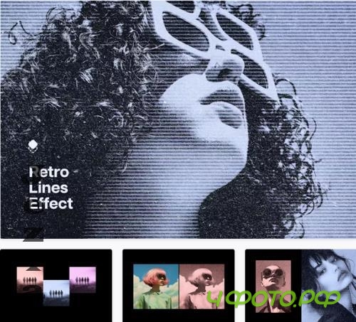 Retro Halftone Lines Photo Effect - 127916166