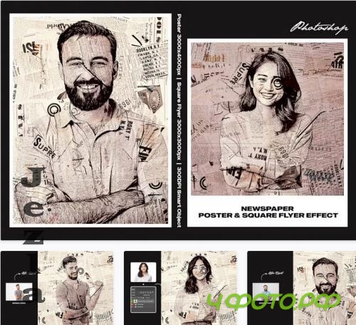 Newspaper Square and Poster Effect - R247D9D Newspaper Square and Poster Effect - R247D9D