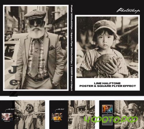 Line Halftone Square and Poster Effect - PRE9YQ3