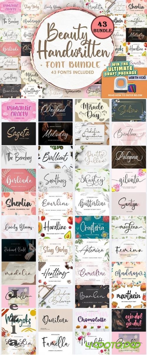 Beauty Handwritten Font Bundle - 43 Premium Fonts