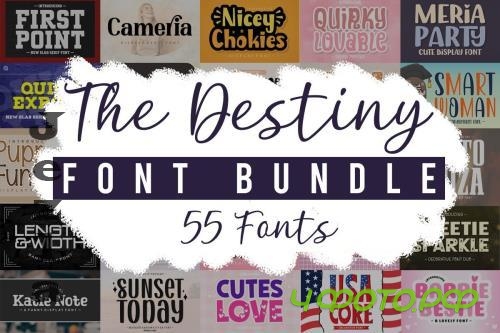 Destiny Font Bundle - 55 Premium Fonts