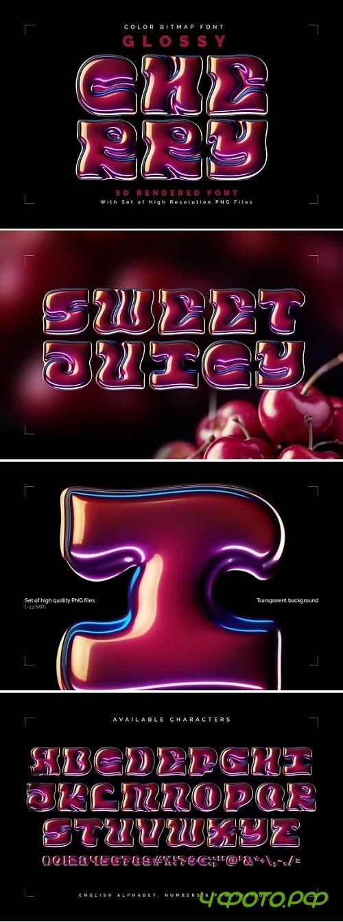 Glossy Cherry - Color Bitmap Font - 196288236