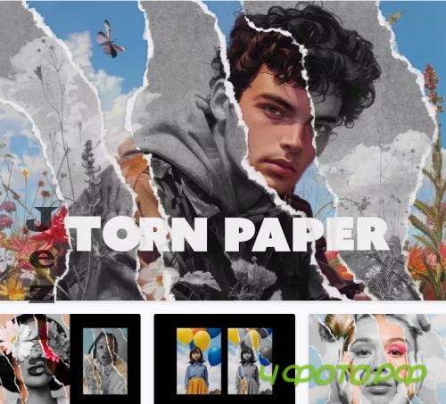 Mixed Torn Paper Photo Effect - 273595224