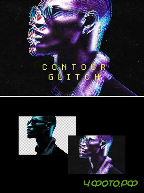 Vivid Glitch Contour Photo Effect