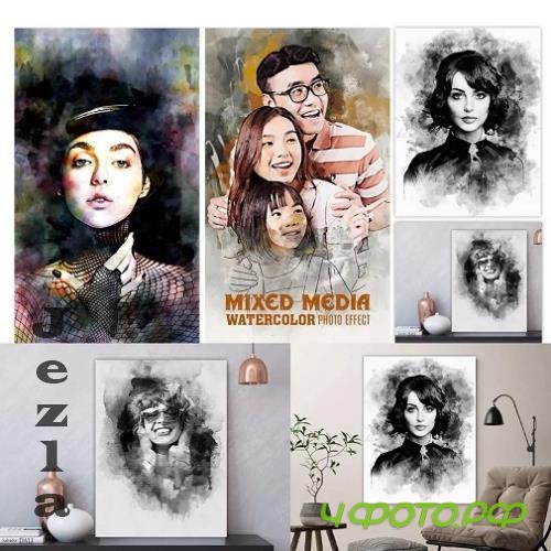 Portrait Painting Watercolor Photo Effect - 279156430