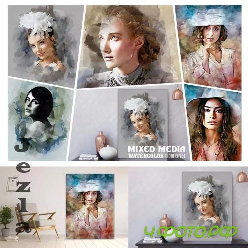 Watercolor Mixed Art Painting - 279156441