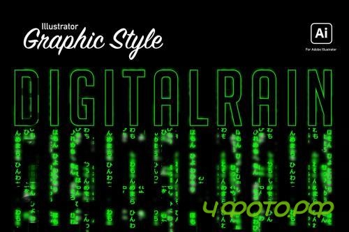 Digital Rain Graphic Style for Illustrator - 8N9SQUA