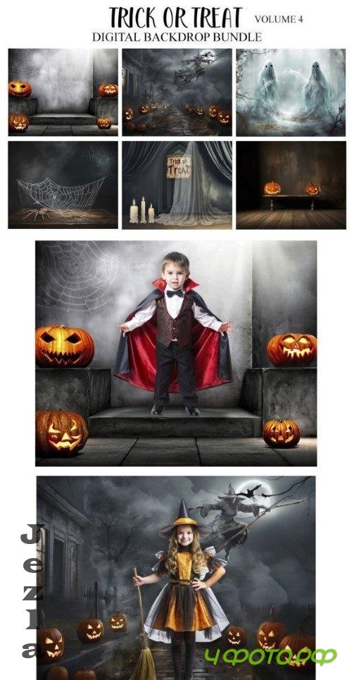 Trick or Treat V4 Digital Backdrop Bundle