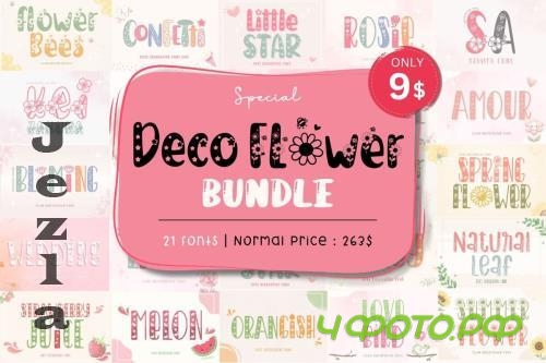 Special Deco Flower Font Bundle - 21 Premium Fonts
