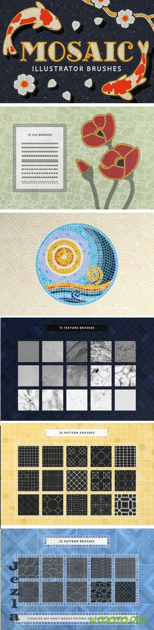 Mosaic Tile Illustrator Brushes - 6193435