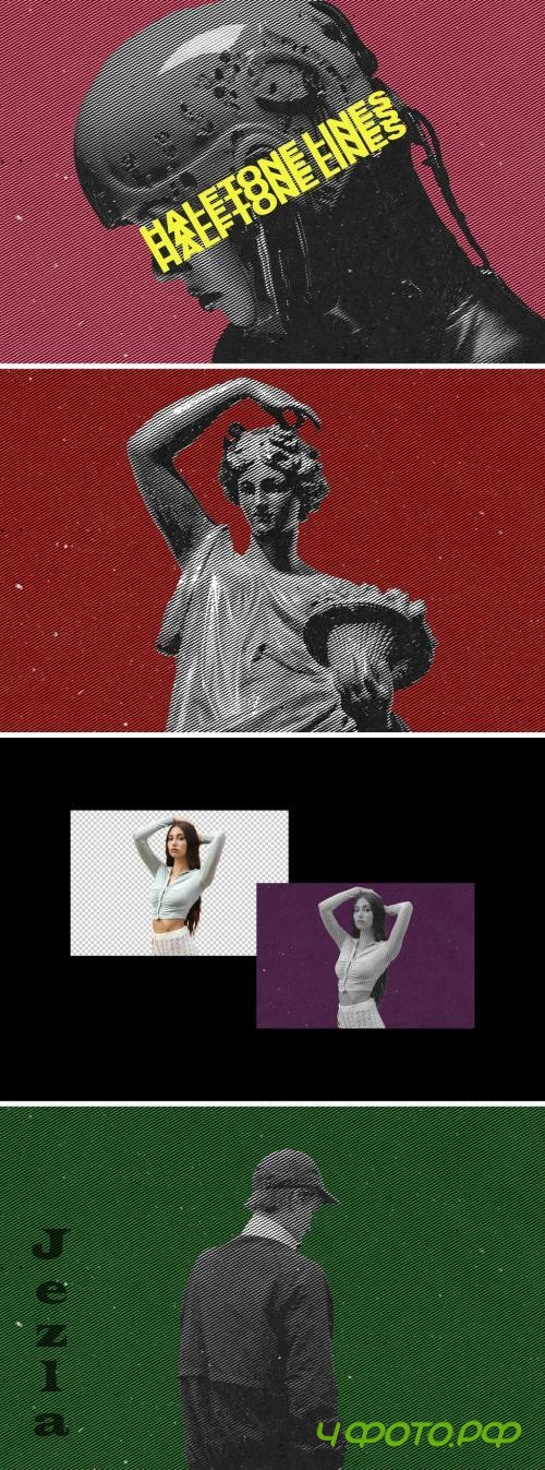 Retro Halftone Lines Photo Effect - 281096458