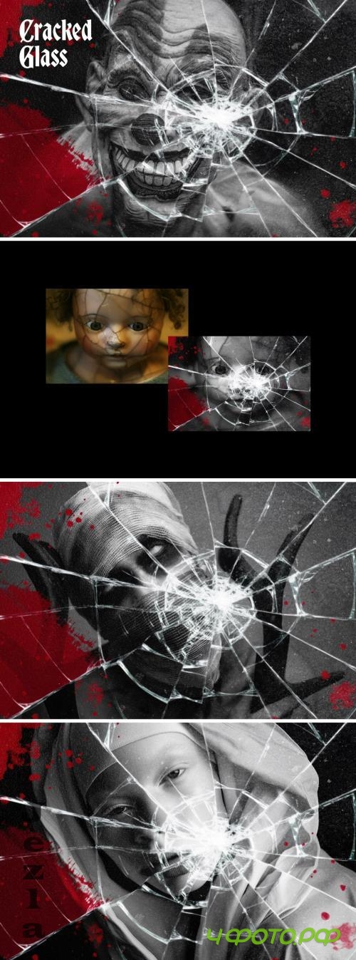 Creepy Cracked Glass Photo Effect - 283650649