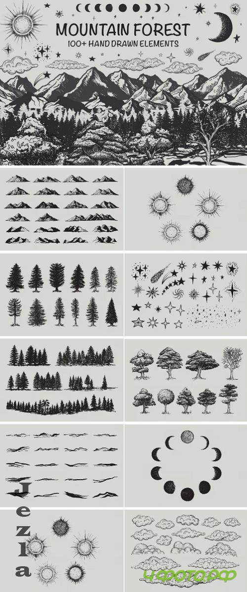 Mountain forest hand-drawn elements - 10285130 - 8B2EMHH