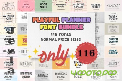 Playful Planner Font Bundle - 116 Premium Fonts