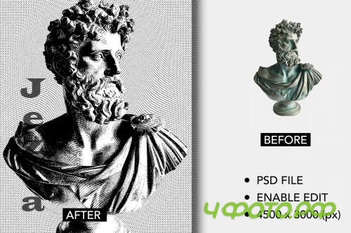 Halftone High Contrast Photo Effect - E9V5TN2