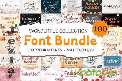 Wonderful Collection Font Bundle - 100 Premium Fonts