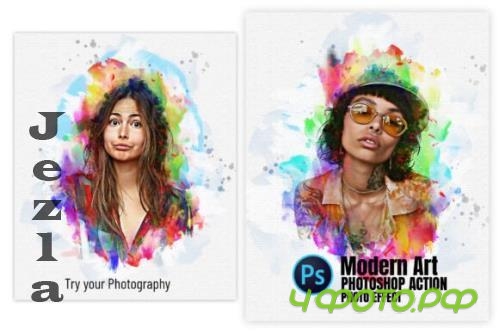 Colored Paint Art Photoshop Action - 287850424