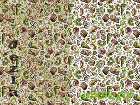Japan Food Cartoon Seamless Pattern - VZUDXRZ