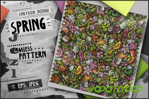 Spring Season Doodle Cartoon Seamless Pattern - SMVSCDF