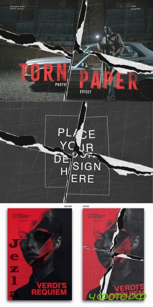 Torn Poster Paper Photo Effect - 285230135 - R7R88P5