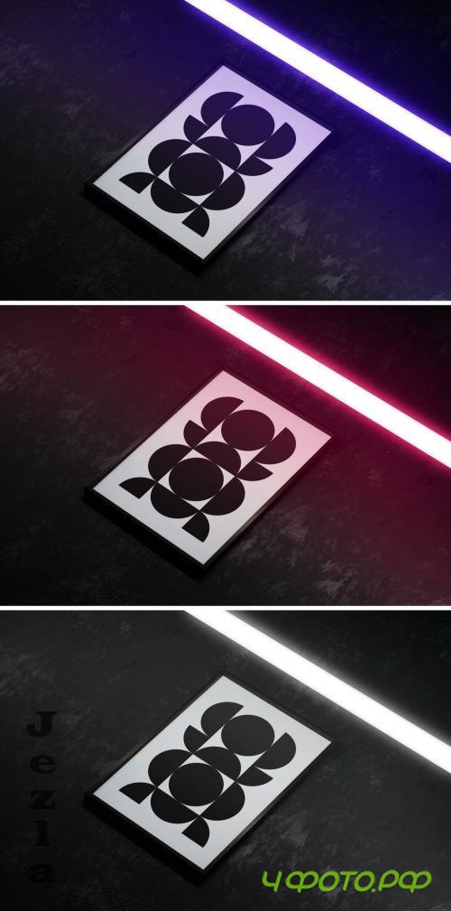 Neon Framed Poster Mockup - 290424927
