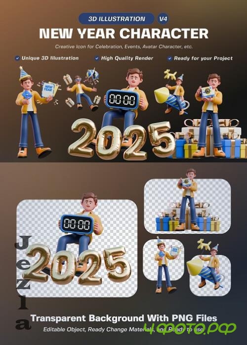 New Year Character 3D Illustration Pack V4 - XP9H2AY
