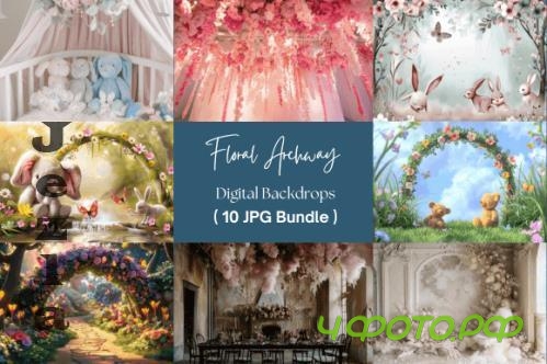 Floral Archway Digital Backdrops - 111339226