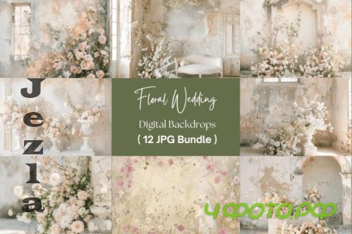 Floral Wedding Digital Backdrops - 111338892