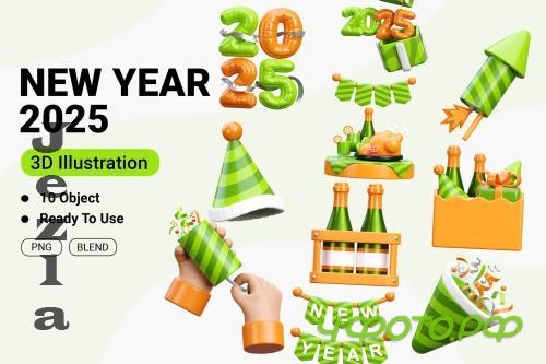 New Year 3D Icon Illustration - VHEL2XY