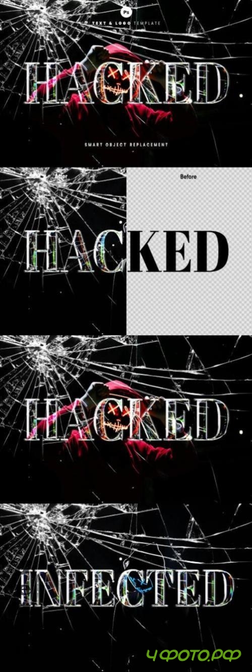 Hacked Screen Crack Broken Glass Text Effect - YYSR9EQ