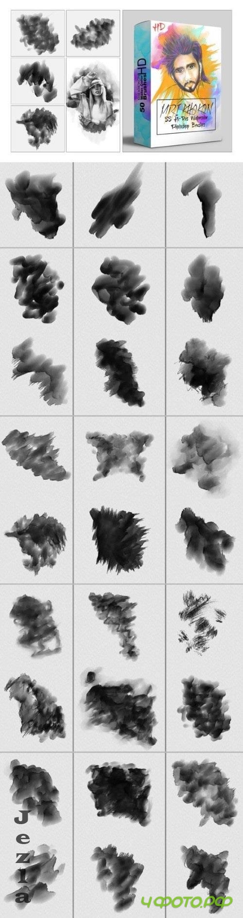 50 Hi-Res Watercolor Photoshop Brush - 290808407