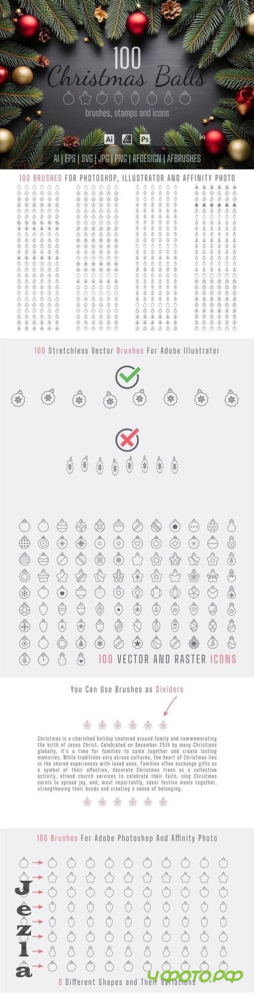 100 Christmas Ball Icons and Brushes - 290846759 - LP8JUMU