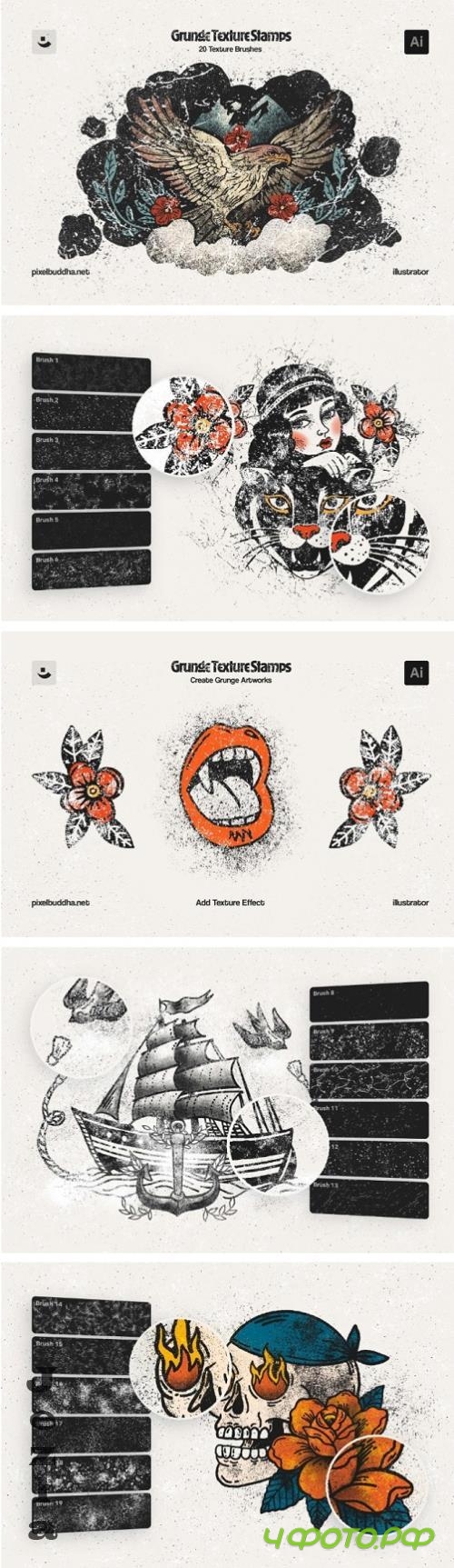 Grunge Stamp Illustrator Brushes - 290860065