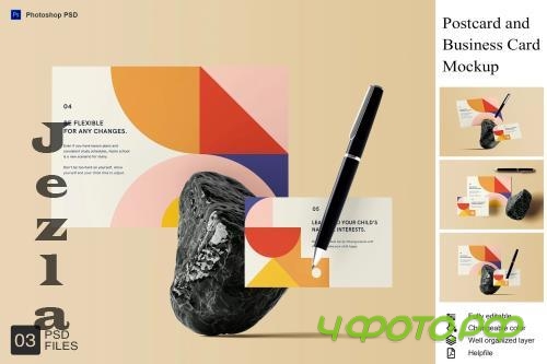 Postcard & Business Card Mockup - 4LSZCZJ