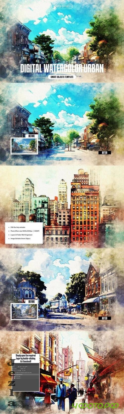 Digital Watercolor Urban Photo Effect - 290922555 - NLKK22V