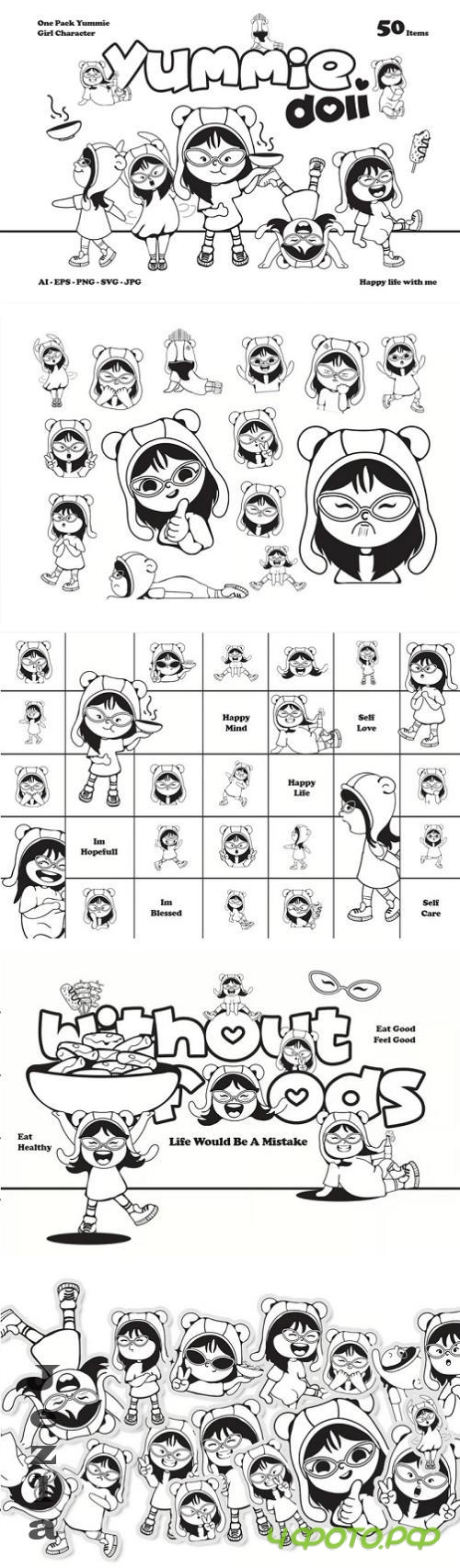 Cute Handrawn Girl Character - 290934785 - BEGUN8W