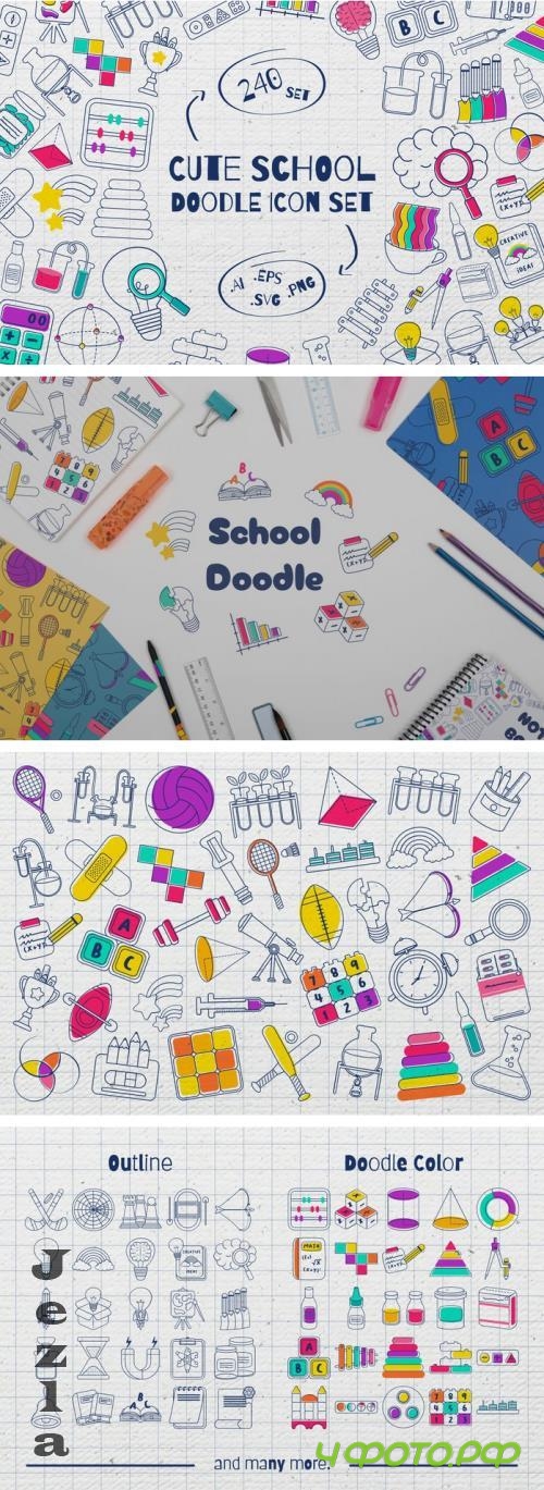 Illustration - Cute School Doddle Icon Set - SAPRVED